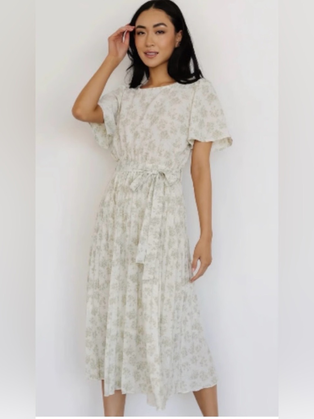 Baltic Born Prim Pleated Midi Dress | Vintage Olive | Size XL | NWT - Picture 3 of 4